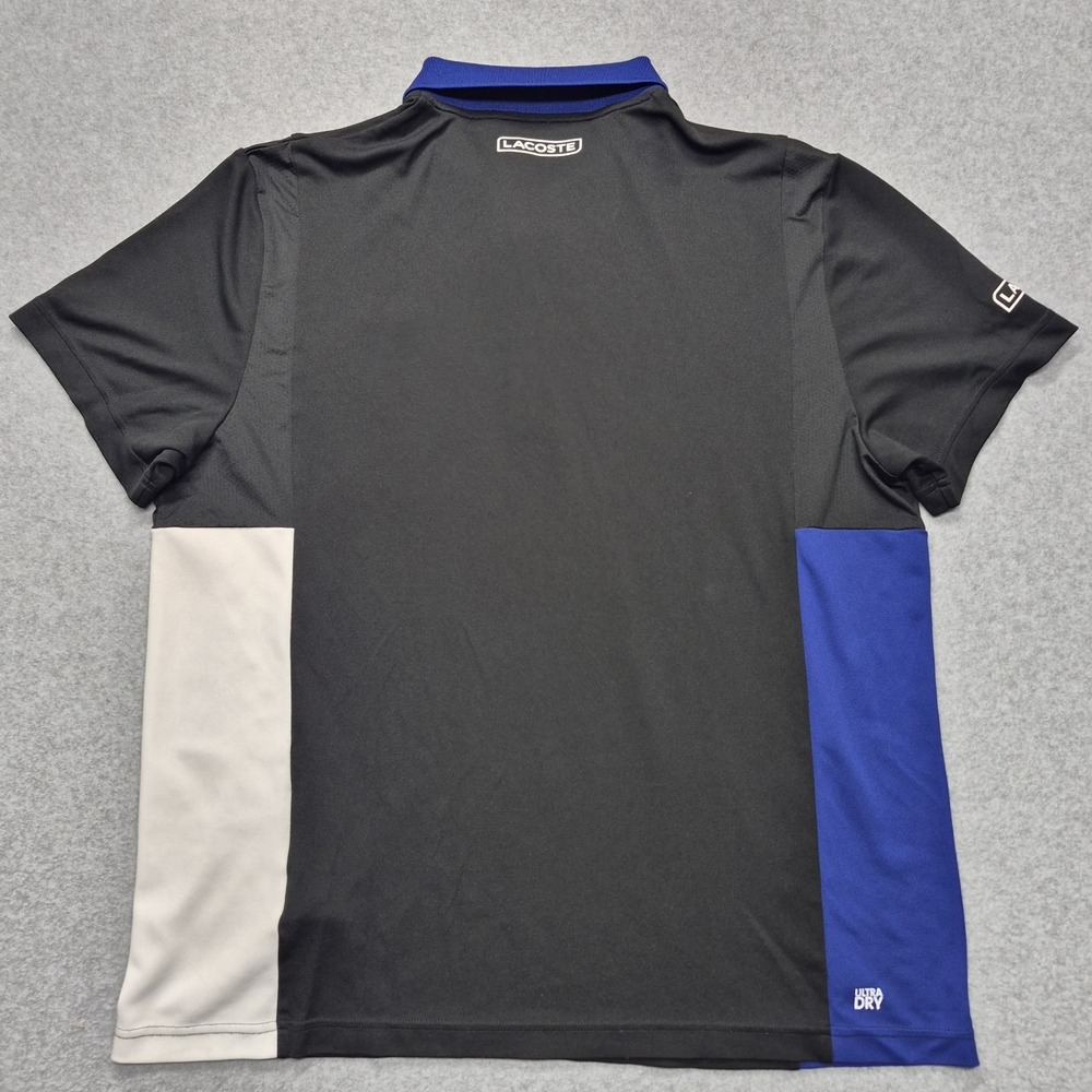 Lacoste Sport Polo Shirt Mens XL Black Blue White Colorblock Performance - Picture 2 of 16